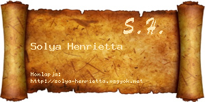 Solya Henrietta névjegykártya